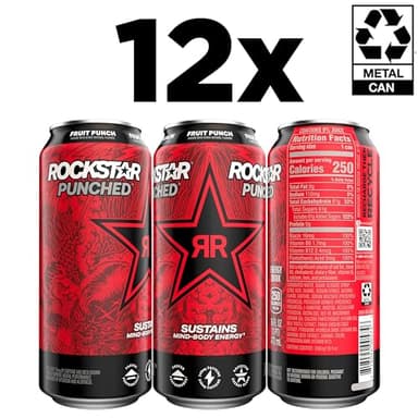 Rockstar Punched Energy Drink, Fruit Punch, 16 Fl Oz (Pack of 12) (Packaging May Vary) - Image 3