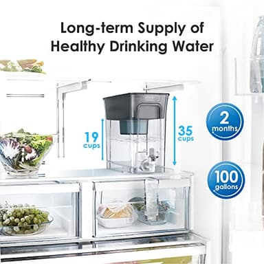 Waterdrop Slim Alkaline Water Filter Dispenser, Large 35-Cup, Up to PH 9.5, Healthy, Clean & Toxin-Free Mineralized Alkaline Water, 100-Gallon, BPA Free, Black (1 Filter Included) - Image 5