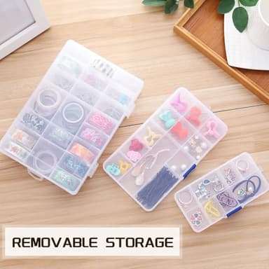 2Pcs Clear Visible Plastic Storage Box- Rectangular Storage Box, Suitable For Beads, Screws Hardware Accessories Organizer Box Art DIY, Crafts, Jewelry, Fishing Tackle, With Label Stickers (36Grids) - Image 7