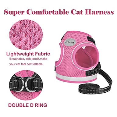 Cat Harness and Leash for Walking, Kitten Escape Proof Harnesses, Adjustable Reflective Puppy Harness with Leashes Set, Easy Adjustable Soft net Breathable Pet Safety Vest - Image 4
