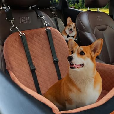 VERGODPRO Car Dog Seat,Pet Booster Carseats for Dogs up to 25lbs,Safe and Comfy Puppy Travel Car Bed with Storage Pockets and 2 Safety Belt,Ultra Soft Fabric, Easy to Install,Fully Removable Washable. - Image 5