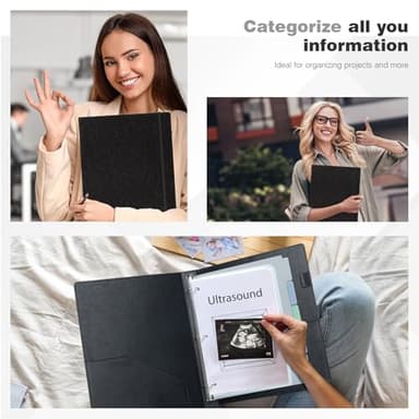 Ospelelf Vintage Hardcover 3 Ring 1 inch Leather Binder, Professional Binders Organizer Suitable for Letter Size Documents, Binder Dividers with Tabs, Faux Black Leather - Image 4