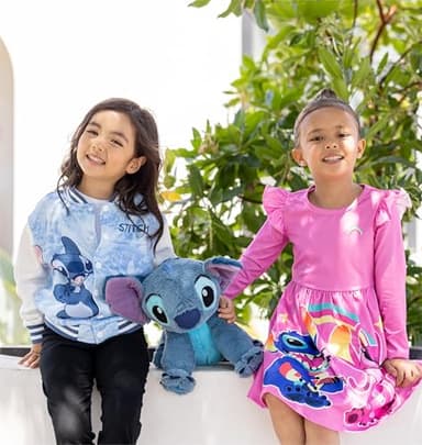 Disney Lilo & Stitch Toddler Dress Little Girls A-Line Ruffle Long Sleeve Casual Winter Fall Clothes Cute Kids Outfit Gift Party Costume Pink 3T - Image 2