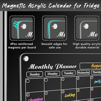 DIYMAG Magnetic Calendar for Refrigerator Fridge White Board Dry Erase Whiteboard Acrylic Magnet Clear Checklist Chalkboard Apartment Decor Monthly Wall Meal Planner 4 Pack with 6 Colors Markers - Image 5