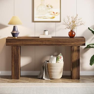 Tribesigns 63-Inch Long Console Table, Wooden Rectangular Sofa Table Behind The Couch, Farmhouse Entryway Table for Entrance, Hallway, Living Room (Rustic Brown) - Image 4