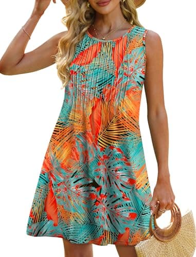 Summer Dresses for Women 2025 Boho Italian Dress School Outfits for Teachers Women's Clothing Fashion Beach Vacation Clothes Hawaiian Dresses Loose Casual Sundress Floral Easter Orange L - Image 3