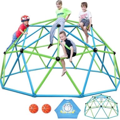 Zupapa 10FT Climbing Dome, Experience Ultimate Fun with The 2025 Upgraded Decagonal Geo Dome Climber - Supports 1000LBS Outdoor Playset and Easy Assembly Play Equipment for Kids (Turquoise, 10FT) - Image 1