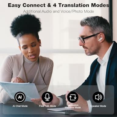 IAMJOY Language Translation Earbuds, 163 Language & Accents Two-Way Translator Device Built-in 6 Mics, 42dB Hybrid Dual Noise Cancelling Earbuds for Travel Business Learning, White - Image 5