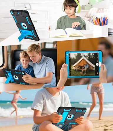 CCMAO iPad 9th Generation Case, iPad 8th/7th Generation Case, iPad 10.2 2021/2020/2019 Case with Kickstand, Heavy Duty Shockproof Hybrid Three Layer Protective Cover for Kids Boy Girl, Black+Sky Blue - Image 7