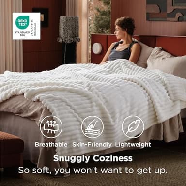 Bedsure GentleSoft King Size Blanket for Bed - Cozy Soft Blankets for Women, Cute Large Bedding Fleece Throws for Girls, Off White, 108x90 Inches - Image 4