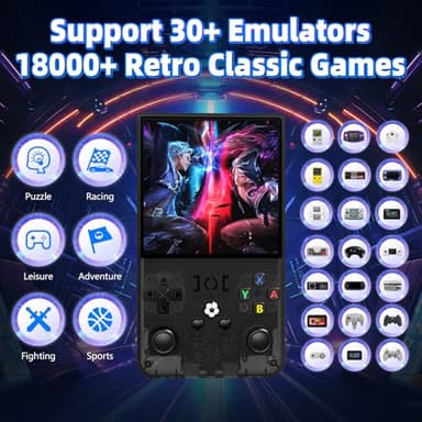R36 Max Retro Handheld Game Console, Video Game Console with 64G Built-in 18000+ Games, 4000mAh Rechargeable, Support 30+ Simulators, Linux System, 4.0 Inch IPS Screen Portable Pocket Arcade, Black - Image 3