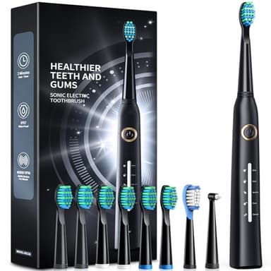 TEETHEORY Sonic Electric Toothbrushes for Adults and Kids, 8 Brush Heads Electric Toothbrush with 40000 VPM Deep Clean 5 Modes, Rechargeable Fast Charge 4 Hours Last 30 Days - Image 1