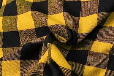 Cromoncent Men's Casual Plaid Flannel Long Sleeve Button Down Shirt,Yellow Black,Large - Image 7