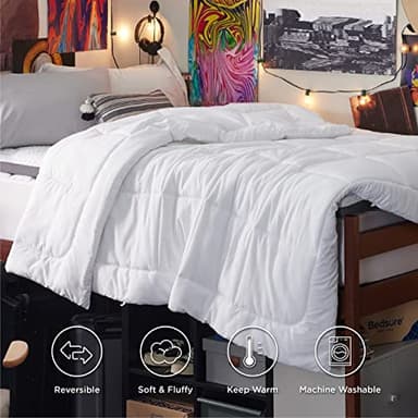 Bedsure Twin XL Comforter Duvet Insert Dorm Bedding - White Extra Long Twin Comforter, Quilted All Season Duvet with Corner Tabs - Image 3