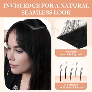 GOO GOO Invisi Edge Clip in Hair Extensions 20inch 110g 7Pcs Injected Seamless PU Clip in Hair Extensions, Virgin Real Human Hair, 1 Jet Black - Image 2