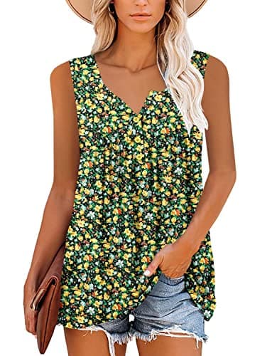 BETTE BOUTIK Women's Plus Size Sleeveless Tops Button Down Ladies Sleeveless Tops and Blouses LYellowOrange Large - Image 2