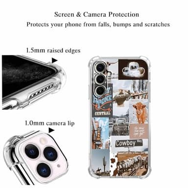 mehidpur Cowboy Cowgirl Case for Samsung Galaxy S25+,Retro Western Country Life Art Collage,Trendy Soft TPU Protective Case for Galaxy Galaxy S25 Plus - Image 4