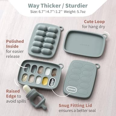 SAMiGO Baby Food Fruit Feeder and Breastmilk Popsicle Mold Set, Silicone Fruit Teether, Food Feeder Pacifier for Teething Relief, Freezer Tray, Baby Feeding Essentials, 4 Months+ - Image 4