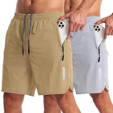 CANGHPGIN 2 Pack Mens Workout Athletic Shorts 7 inch Inseam Quick Dry Hiking Shorts Men Lightweight Sports Gym Shorts Running - Image 1