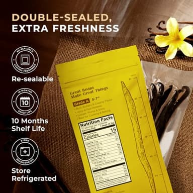 Gya Labs 10 Madagascar Vanilla Beans - Grade A 5-7 Inches Long, Caviar Rich & Flavorful Pods for Making Extract, Baking, Cooking, Paste & Coffee - Image 3