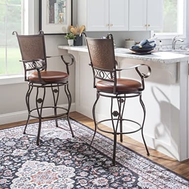 Powell Company Big and Tall Copper Stamped Back Barstool with Arms Bar Stool, Bronze - Image 12