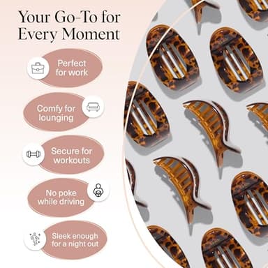 Kitsch Small Flat Claw Clips for Women - Stylish Flat Hair Clips, Strong Hold for Thick & Fine Hair | Non-Slip for Secure, Comfortable All-Day Wear | Ideal Gifts for Women -Tortoise Design - Image 6