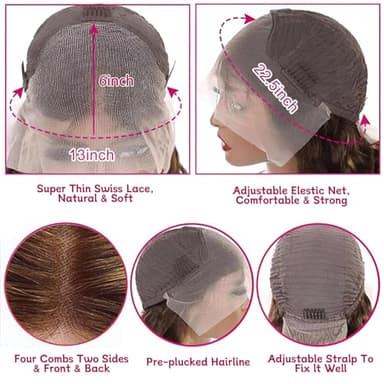 ROLKISA Highlight Ombre Lace Front Wig Human Hair 28Inch Honey Blonde Lace Front Wigs13x6 HD Lace Front Wig Human Hair 180% Density 4/27 Colored Straight Human HairPre Plucked - Image 4