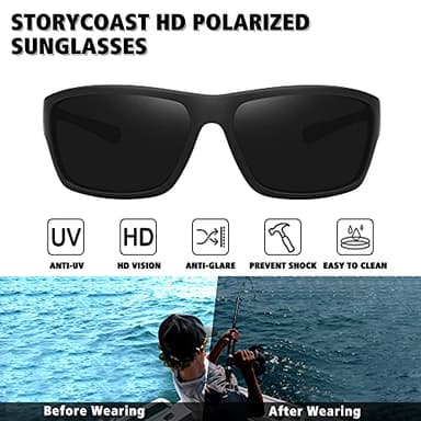 STORYCOAST Polarized Sports Sunglasses for Men Women Unbreakable Frame Cycling Fishing Driving 3Pack Black+Black+Black - Image 2