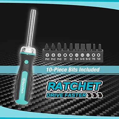 DURATECH 93 Piece Mechanics Tool Set, SAE/Metric Drive Socket Set(1/4 Inch and 3/8 Inch) with Ratchet handle Spark Plug Magnetic bit driver and Tool Accessories Set - Image 3