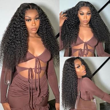 KRKRYQ 26 Inch Deep Wave Lace Front Wigs Human Hair 13x6 Lace Front Wig Human Hair Pre Plucked with Baby Hair 200% Density HD Lace Frontal Wigs for Women Curly Human Hair Wigs Natural Color - Image 3