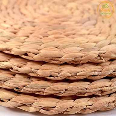 Round Placemats Set of 8, Boho Table Mats Set of 8, Woven Placemats for Round Table, Chargers for Dinner Plates, Wicker Place Mats, Water Hyacinth Plate Mat, Individuales para Mesa De Comedor, 13.4in - Image 8
