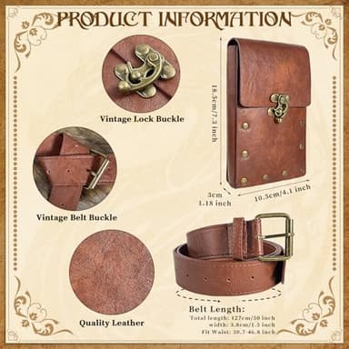 PEKVU Corset Renaissance Belt Medieval Renaissance Belt Pouch Cork Potion Bottle Festival Halloween Costume Accessory(L-Waist/35..2"-43.2") - Image 6