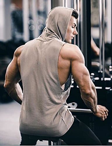 COOFANDY Men's 2 Pack Workout Hooded Tank Tops Bodybuilding Muscle Cut Off T Shirt Sleeveless Gym Hoodies - Image 4