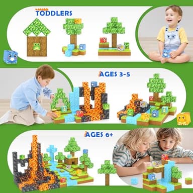 Magnetic Blocks Toys, Build Mine Magnet World Dinosaurs Set, Magnetic Tiles Building for Boys & Girls Kids Ages 3-5 5-7, STEM Montessori Sensory Toys for Toddlers Gifts for 3+ Years Old - Image 3