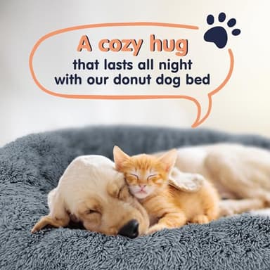 Petloox Donut Dog Bed - Premium Comfort for Anxiety Relief - Fluffy & Calming Design with Ultra-Plush Support | Cozy Round Dog Bed with Super Soft Circle Style (Size M Dark Grey) - Image 7