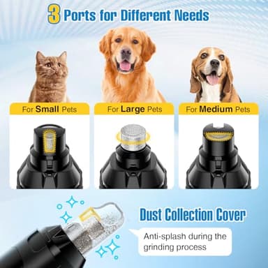 ianciu Dog Nail Grinder, 6-Speed Quiet Electric Dog Nail Trimmers, Dog Nail Clippers with File for Small Medium Large Dogs, Cats, Rechargeable Pet Paw Grooming Supplies Kit, 2 Grinding Wheels (Black) - Image 3