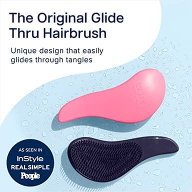 Crave Naturals Glide Thru Hair Brush - Detangler Brush for Curly, Straight, Wet or Dry Hair - Gentle Detangling Brushes for Adults, Kids, Toddlers - Hair Accessories for Women, 7.5x3 - Pink - Image 2