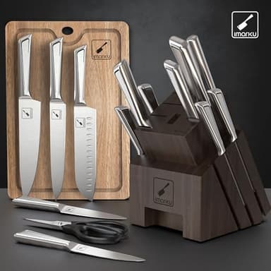 imarku Knife Set,16-Piece Premium Knife Sets for Kitchen with Block,Japanese Stainless Steel Kitchen Knife Set,Knife Block Set with Kitchen Sharpener, Dishwasher Safe,Best Gifts - Image 2