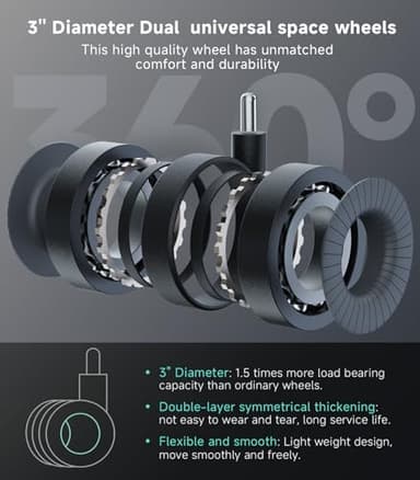 Big and Tall Office Chair with Wide Area Armrest, 600LBS PU Leather Executive Chair, Adjustable Lumbar Support 3'' Double Space Wheel, Managerial Home Desk Heavy Duty Office Chair (Black-A) - Image 5