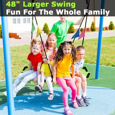 48 inch Tree Swing, Larger Saucer Flying Swing for Whole Family, 900lbs Weight Capacity, with Adjustable Hanging Straps, for Outdoor Playground, Green - Image 5