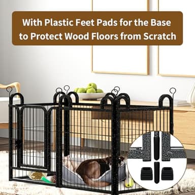 Puppy Playpen 8 Piece Panels Small Dog Fence Outdoor Indoor Use 24" Height Anti-Rust with Doors Portable Dog Play Pen for RV Camping Yard, Total 15FT, 17 Sq.ft, Snowy Black - Image 2