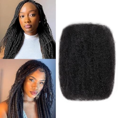Afro Kinkys Bulk Human Hair For Braiding Afro Kinky-Curly Human Hair Bulk For Mini Twist Hair 12Inchs 50g/pack Bulk Human Braiding Hair For Micro Locs Extensions (1B, 12Inchs,50g/pack) - Image 1