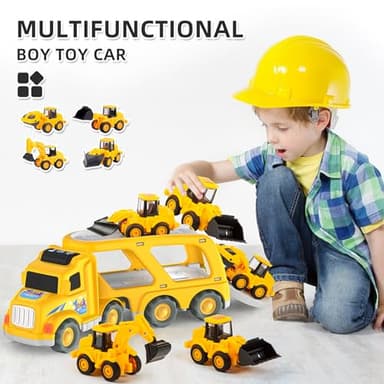 Veslier Construction Truck Toys for Boys Girls Age 1 2 3 4 5 6 Years Old,Carrier Transport Trucks for Kids 1-3 3-5 Year Old,Christmas Birthday Gift Toddler Toys. - Image 5