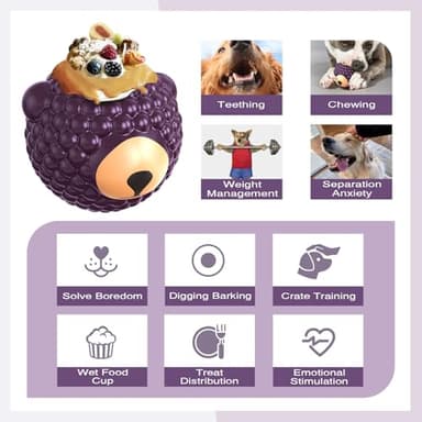 TERLOPBON Unbreakable Dog Toy for Power Chewers, Large Dog Interactive Feeder with Food Cups & Treat Food Slow Feeder - Anxiety Relief with Pupscile for Large Breeds (Purple) - Image 5