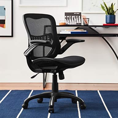Office Star Ventilated Manager's Office Desk Chair with Breathable Mesh Seat and Back, Black Base, Black - Image 2