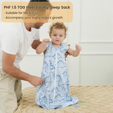 PHF 3 Pack Warm Micro-Fleece Baby Sleep Sack 12-18 Months, Soft Baby Wearable Blanket, 2-Way Zipper Sleeping Bags, Comfy Toddler Sleeping Sack for Boys, Large Size, Dinosaur - Image 6