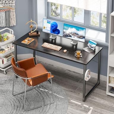 Coleshome 55 Inch Computer Desk, Modern Simple Style Desk for Home Office, Study Student Writing Desk, Black - Image 2