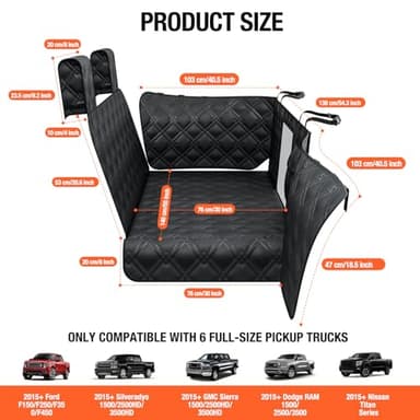 Surfcabin Truck Back Seat Extender for Dogs – Waterproof Full Size Pickup Pet Seat Cover with Door Protection, Hard Bottom Holds 420 lbs Dog Hammock for F150, RAM 1500 & More - Image 6