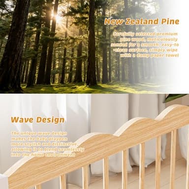 Playpen Large Foldable Play Pen for Toddlers 1-3,Easy Assemble Play Yard Wooden Baby Gates with Door,Expandable Play pens for Kids Safety Baby Playpen with Lock 67x101x24Inch(Foldable Connector) - Image 4