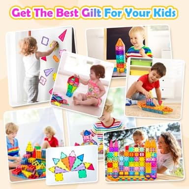 Magnetic Tiles,100PCS 3D Building Blocks, Magnets Building Set for Kids, Construction STEM Stacking Toys, Magnets Toy Gift for Toddlers, Boys and Girls - Image 4